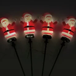 Set di 4 paletti da giardino solari (H40 cm) Babbo Natale luminoso Bianco caldo