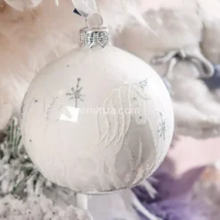 Set di 6 palline di Natale di vetro Unicorno Rosa cipria