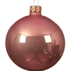 Set di 6 palline di Natale di vetro (D80 mm) Scintilla Rosa antico