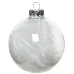Set di 4 palline di Natale di vetro (D70 mm) Piume Trasparente