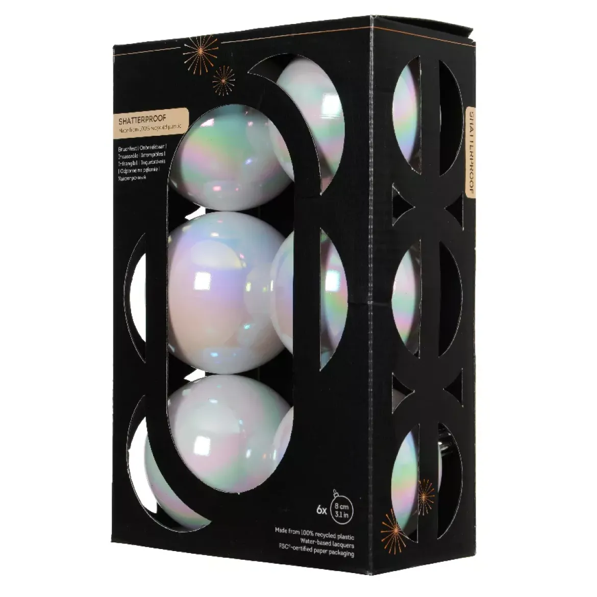 Set di 6 palline di Natale (D80 mm) Aravis Bianco iridescente