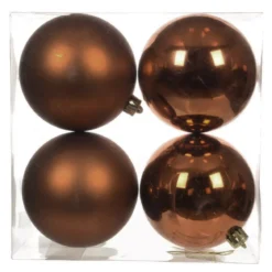 Set di 4 palline di Natale (D100 mm) Aravis Marrone caffè