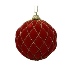Set di 12 palline di Natale (D80 mm) Buckingham Rosso e oro