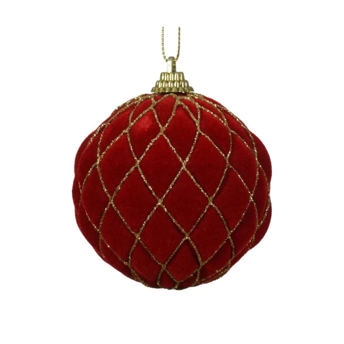 Set di 12 palline di Natale (D80 mm) Buckingham Rosso e oro