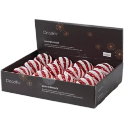 Set di 12 palline di Natale (D80 mm) Fantasia Rosso perlato bianco