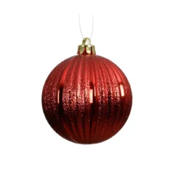 Set di 6 Palline di Natale (D80 mm) Glitter Rosso