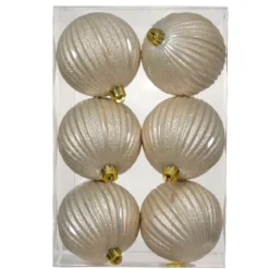Set di 6 palline di Natale (D80 mm) Glitter Perla