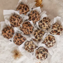 Set di 12 palline di Natale (D100 mm) Leopardo Beige e marrone