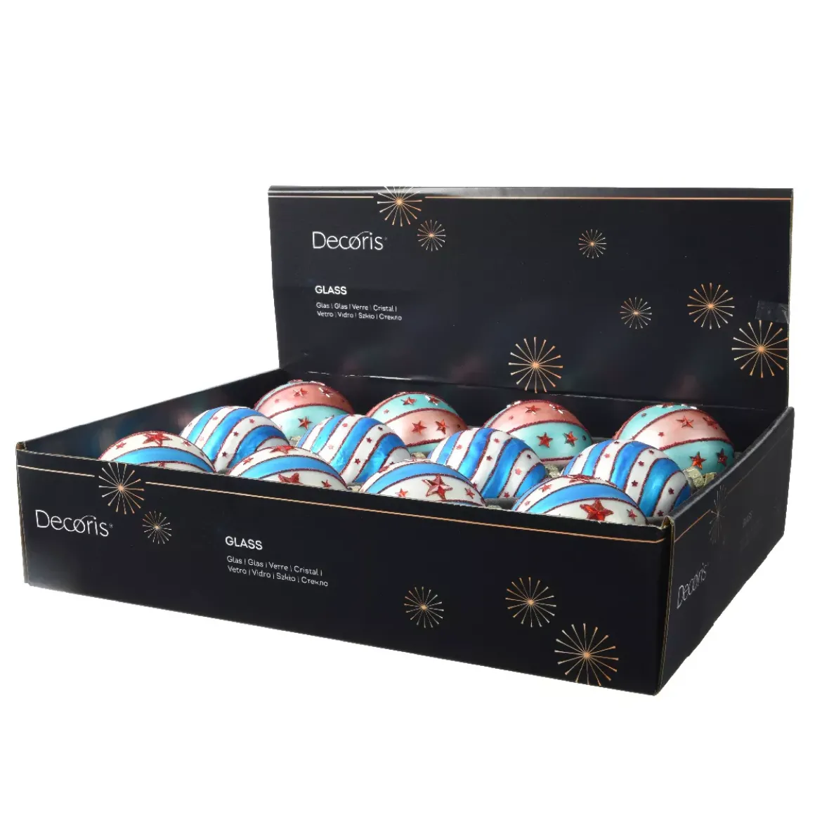 Set di 12 palline di Natale in vetro (D80 mm) Grande Tendone Multicolore