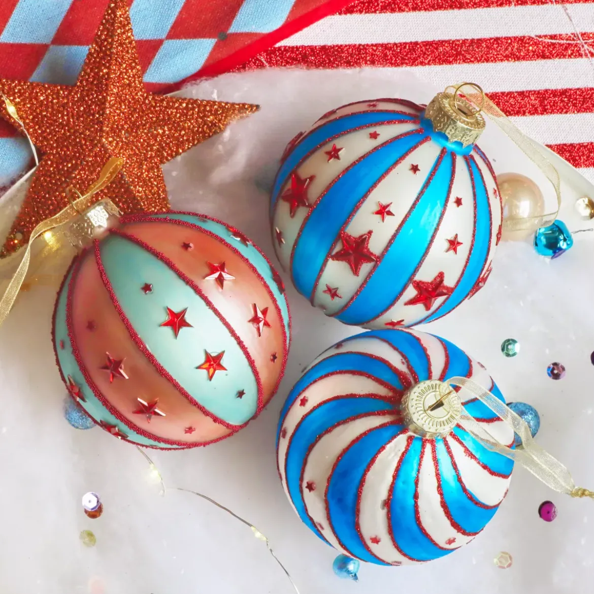 Set di 12 palline di Natale in vetro (D80 mm) Grande Tendone Multicolore