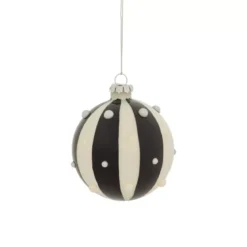 Set di 3 palline di Natale in vetro (D80 mm) Carnevale d'Inverno Nero e Bianco