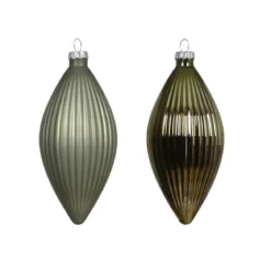 Set di 3 palline di Natale in vetro (D60 mm) Goccia preziosa Verde rosmarino