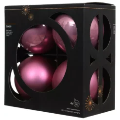 Set di 4 palline di Natale in vetro (D100 mm) Boreale Rosa antico