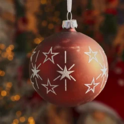 Set di 6 palline di Natale in vetro (D80 mm) Stelle in festa Marrone caffè