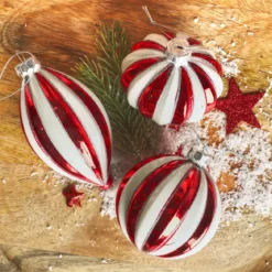 Set di 12 palline di Natale in vetro (D80 mm) Christmas glam Rosso e Bianco