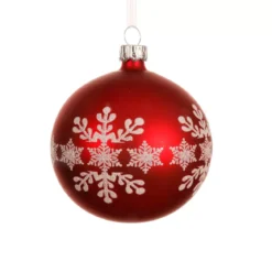 Set di 6 palline di Natale in vetro (D80 mm) Fiocco di neve Rosso