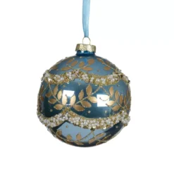 Set di 2 palline di Natale in vetro (D100 mm) Perla glaciale Blu