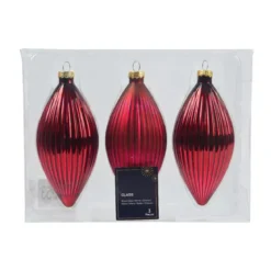 Set di 3 palline di Natale in vetro (D60 mm) Goccia preziosa Rosso