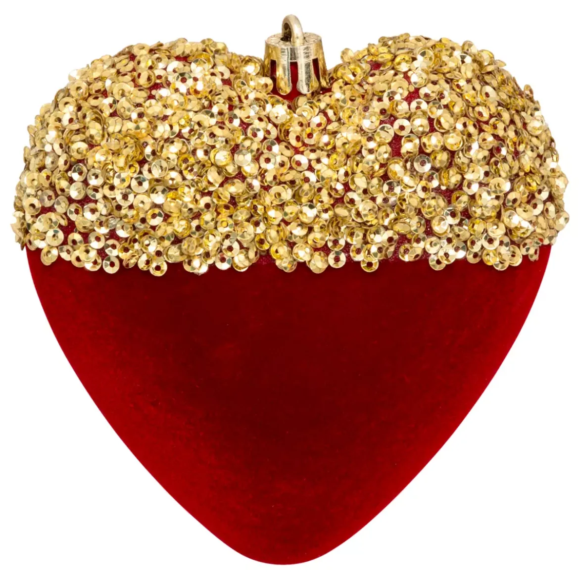 Set di 6 pendenti (H15 cm) Cuori e stelle con paillettes Rosso e Oro