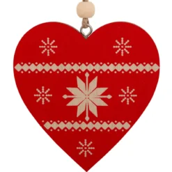 Set di 2 pendenti in legno (H8 cm) Duo Savoyard Bianco e Rosso