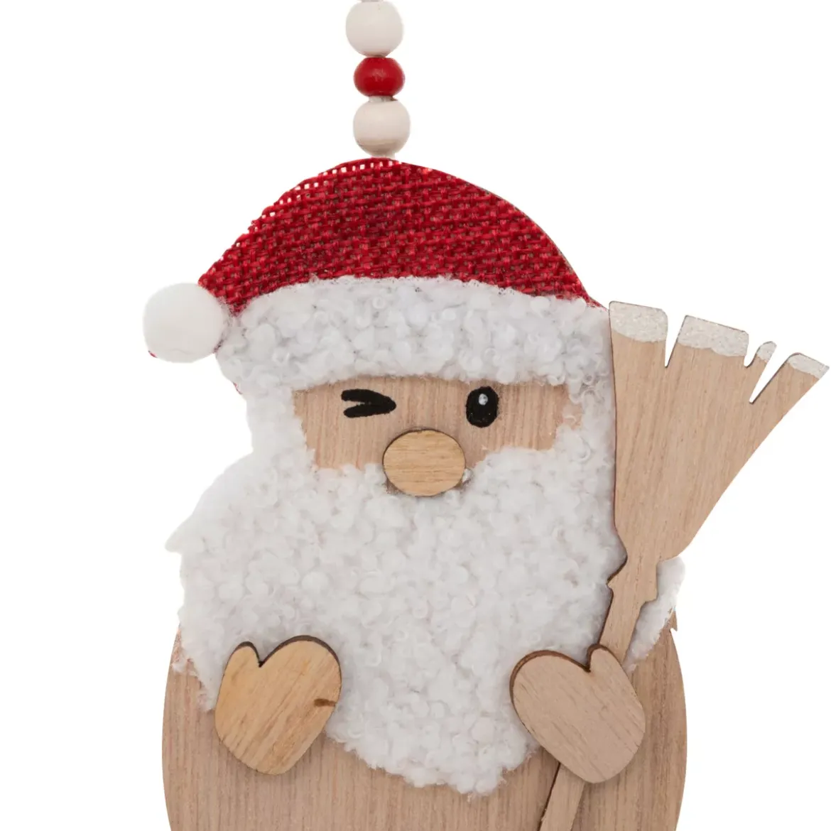 Set di 2 pendenti in legno (H12 cm) Scope di Natale Naturale e Rosso