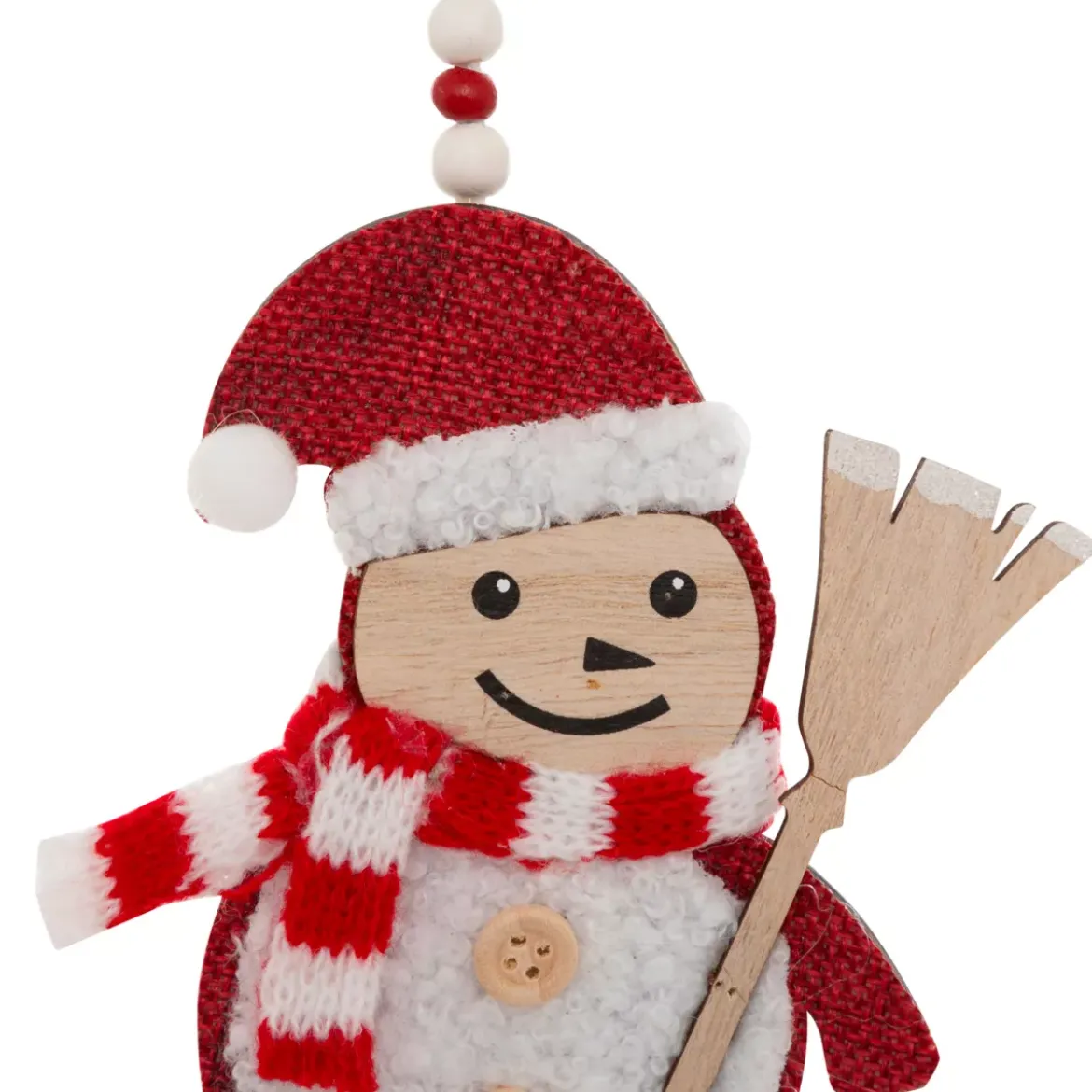 Set di 2 pendenti in legno (H12 cm) Scope di Natale Naturale e Rosso