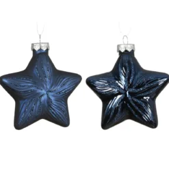 Set di 2 pendenti in vetro (H10 cm) Stelle Celesti Blu