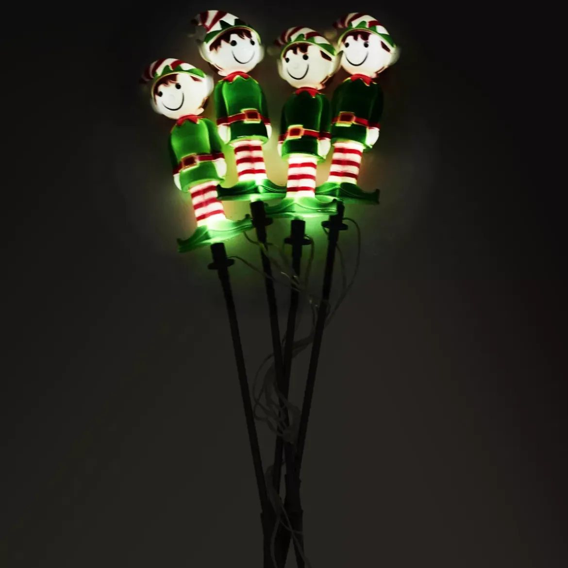 Set di 4 picchetti da giardino solari (H40 cm) Folletto buffone luminoso Bianco caldo