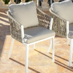 Set di 2 poltrone da giardino in alluminio Amalfi Bianco e tortora