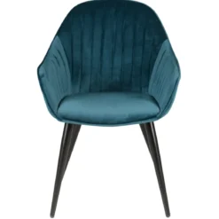 Set di 2 poltrone in velluto (seduta 47 cm) Juno Blu ottanio