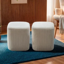 Set di 2 pouf velluto (Alt 38 cm) Shan Beige