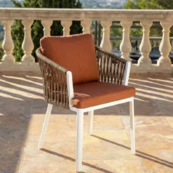 Set di 2 sedie da giardino in alluminio Amalfi Bianco e terracotta