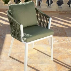 Set di 2 sedie da giardino in alluminio Amalfi Bianco e verde rosmarino