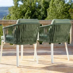 Set di 2 sedie da giardino in alluminio Amalfi Bianco e verde rosmarino