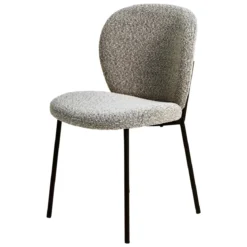 Set di 2 sedie da pranzo in bouclé (seduta 48,5 cm) Isla Grigio chiaro