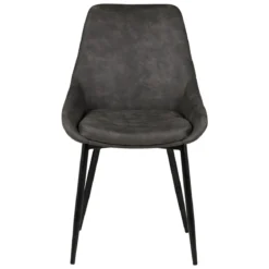 Set di 2 sedie da pranzo in ecopelle (seduta 47 cm) Juno Grigio scuro