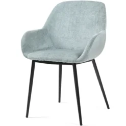 Set di 2 sedie da pranzo in tessuto chenille (seduta 48 cm) Zola Blu celadon