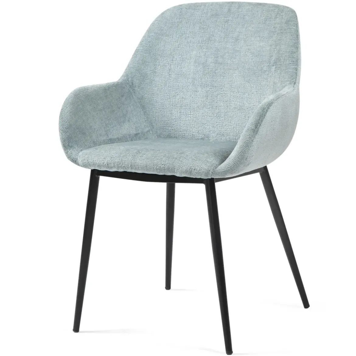 Set di 2 sedie da pranzo in tessuto chenille (seduta 48 cm) Zola Blu celadon