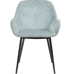 Set di 2 sedie da pranzo in tessuto chenille (seduta 48 cm) Zola Blu celadon