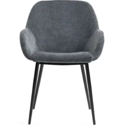 Set di 2 sedie da pranzo in tessuto chenille (seduta 48 cm) Zola Grigio scuro