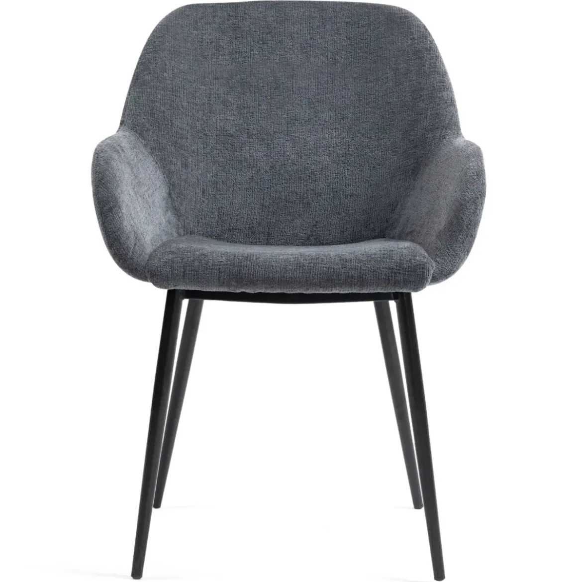 Set di 2 sedie da pranzo in tessuto chenille (seduta 48 cm) Zola Grigio scuro
