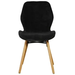 Set di 2 sedie da pranzo in tessuto testurizzato (seduta 46 cm) Malika Nero