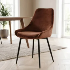 Set di 2 sedie da pranzo in velluto (seduta 47 cm) Juno Marrone