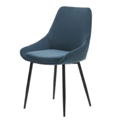 Set di 2 sedie da pranzo in velluto a coste (seduta 47 cm) Juno Blu