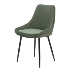 Set di 2 sedie da pranzo in velluto a coste (seduta 47 cm) Juno Verde cachi