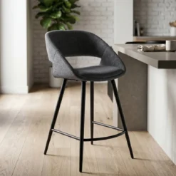Set di 2 sedie per isola centrale con schienale in tessuto (seduta 68cm) Kosmo Grigio scuro