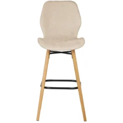 Set di 2 sedie per isola centrale con schienale in tessuto (Altezza seduta 65cm) Malika Beige sabbia