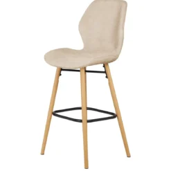 Set di 2 sedie per isola centrale con schienale in tessuto (Altezza seduta 65cm) Malika Beige sabbia