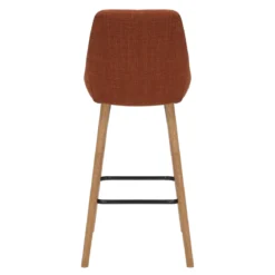 Set di 2 sedie per isola centrale con schienale in tessuto (Altezza seduta 67cm) Juno Cognac gambe in rovere