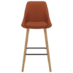 Set di 2 sedie per isola centrale con schienale in tessuto (Altezza seduta 67cm) Juno Cognac gambe in rovere
